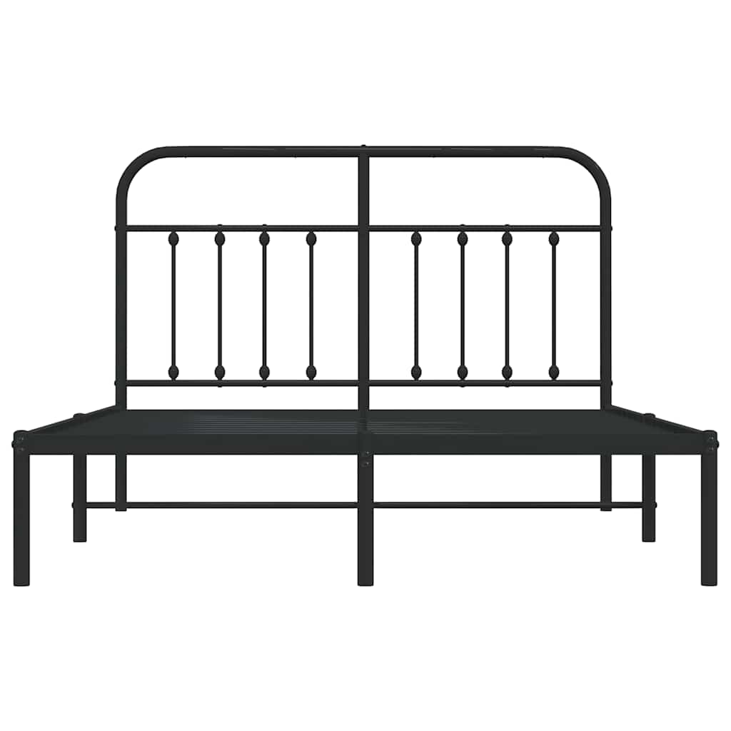 Cadre de lit métal sans matelas avec tête de lit noir 150x200cm - XIOS