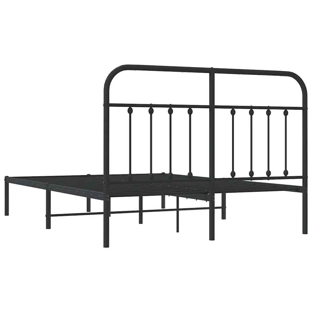 Cadre de lit métal sans matelas avec tête de lit noir 150x200cm - XIOS