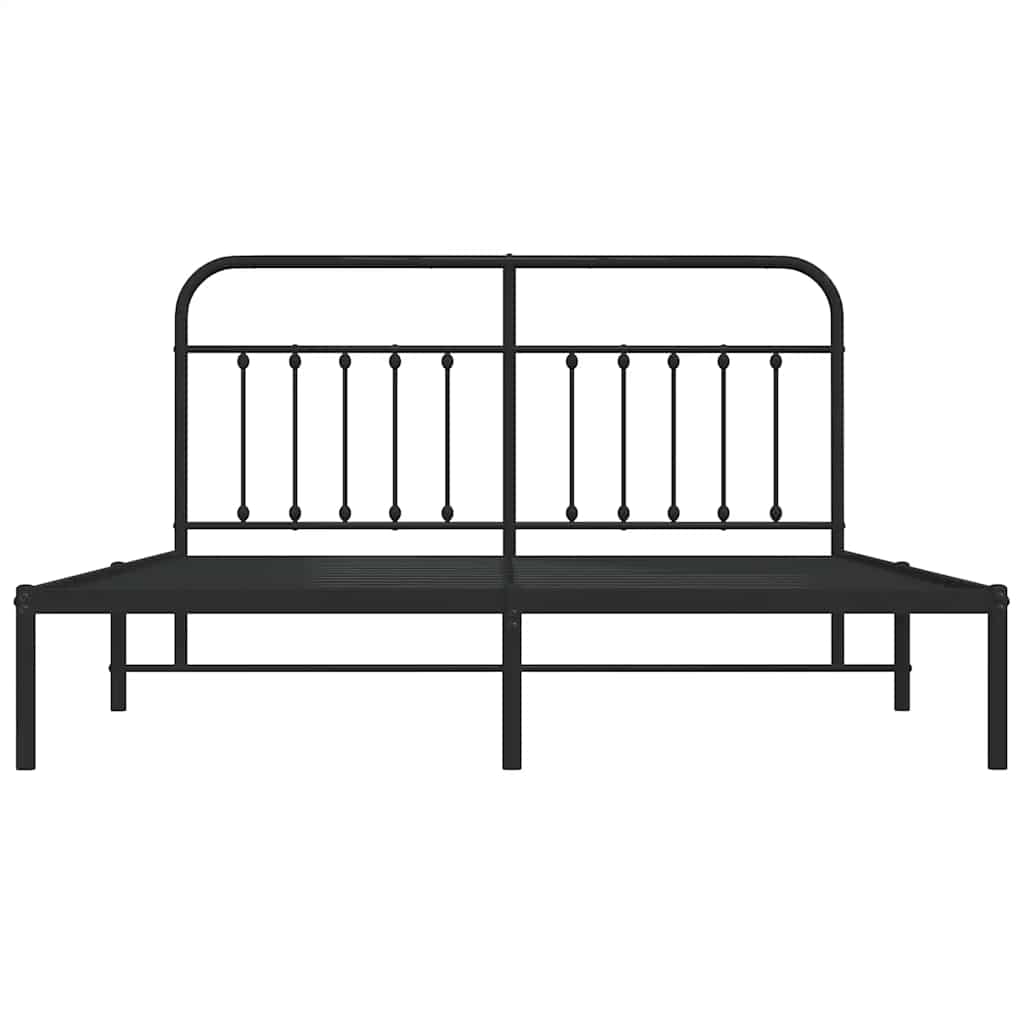 Cadre de lit métal sans matelas avec tête de lit noir 183x213cm - XIOS