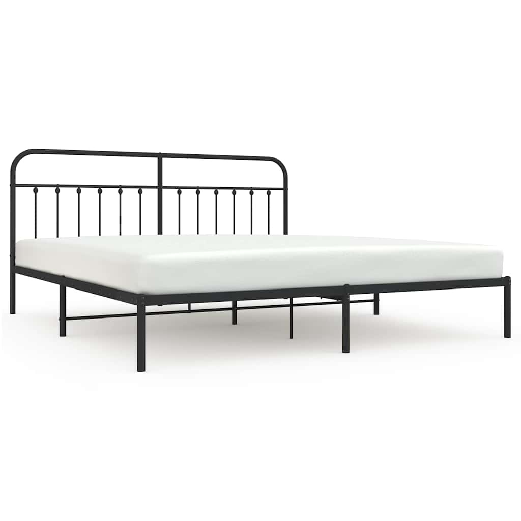 Cadre de lit métal sans matelas avec tête de lit noir 193x203cm - XIOS