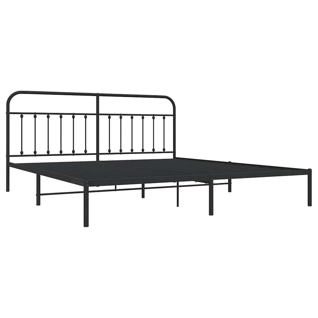 Cadre de lit métal sans matelas avec tête de lit noir 193x203cm - XIOS