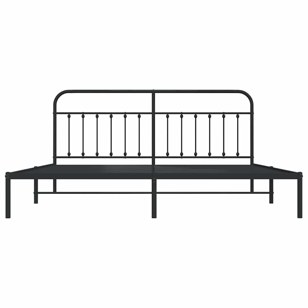 Cadre de lit métal sans matelas avec tête de lit noir 193x203cm - XIOS