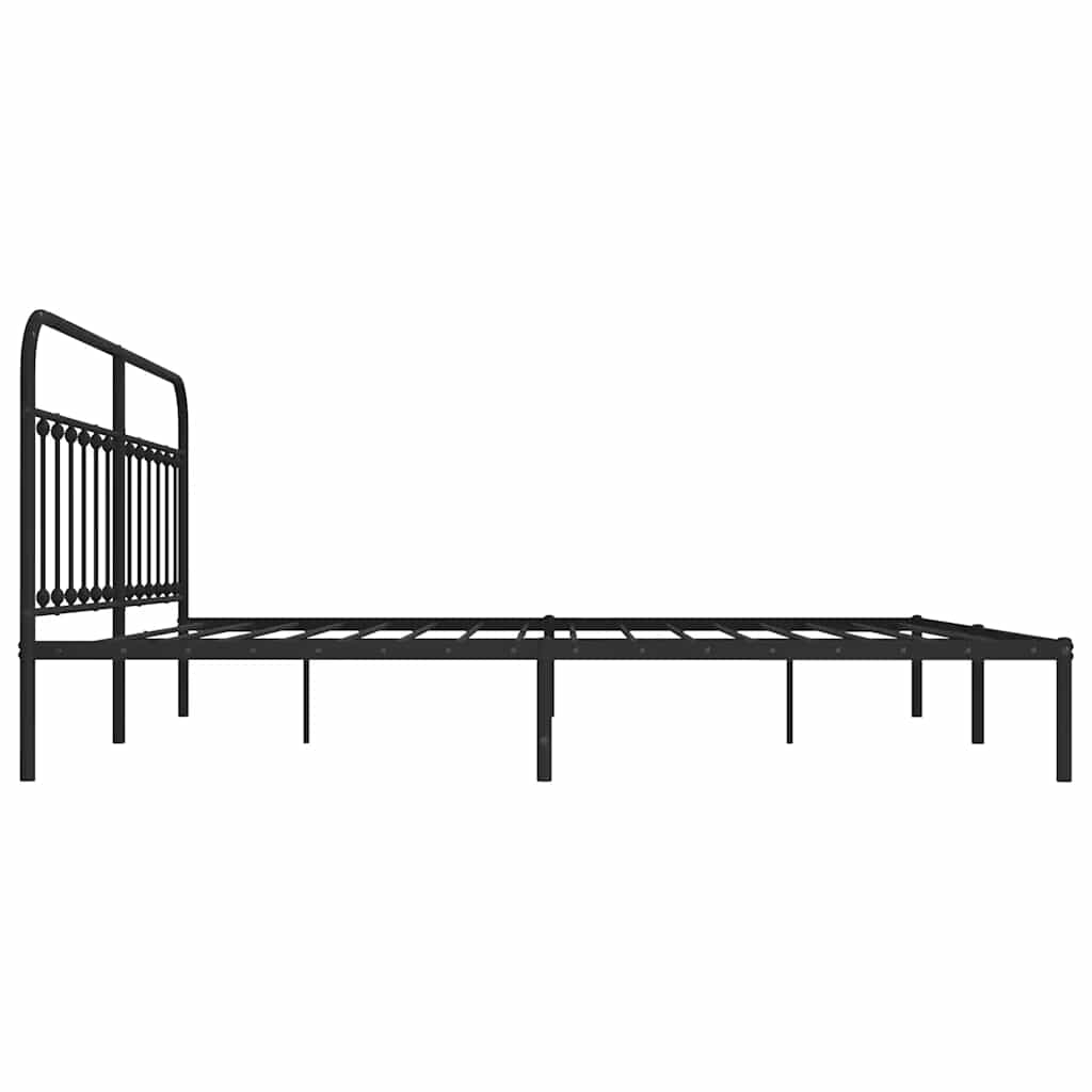 Cadre de lit métal sans matelas avec tête de lit noir 193x203cm - XIOS