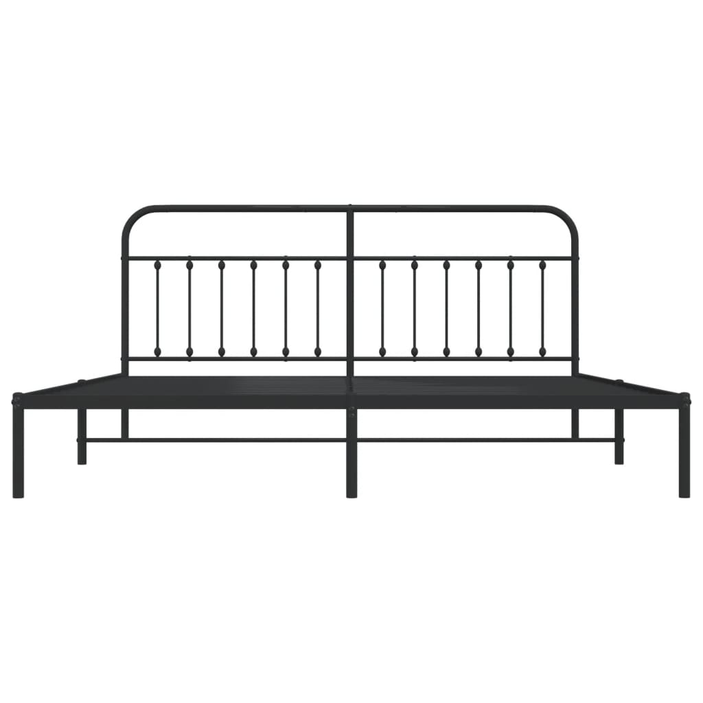 Cadre de lit métal sans matelas avec tête de lit noir 200x200cm - XIOS