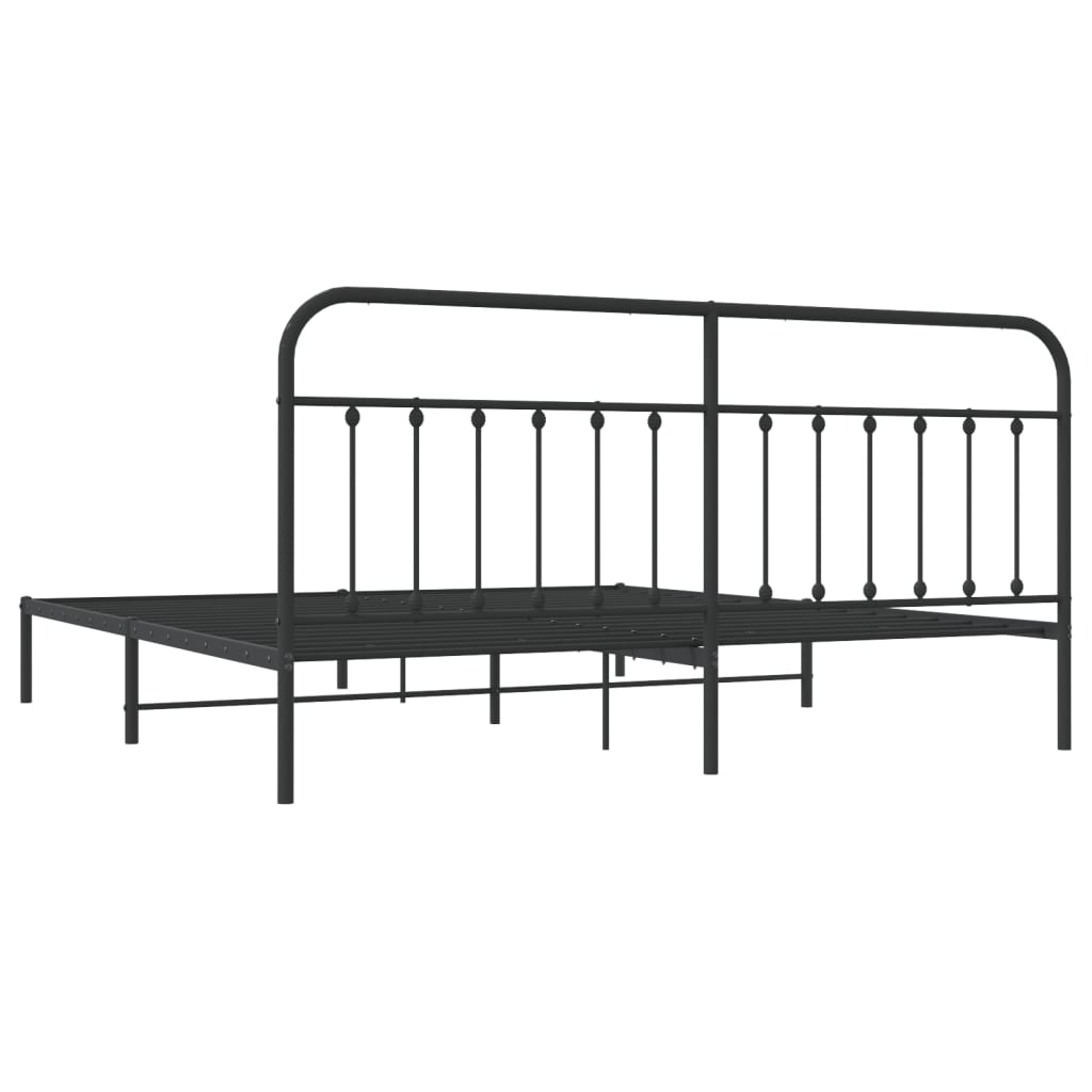 Cadre de lit métal sans matelas avec tête de lit noir 200x200cm - XIOS