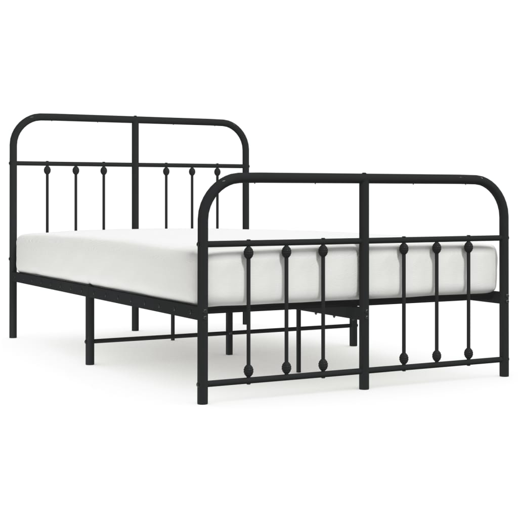 Cadre de lit métal sans matelas avec pied de lit noir 120x190cm - XIOS