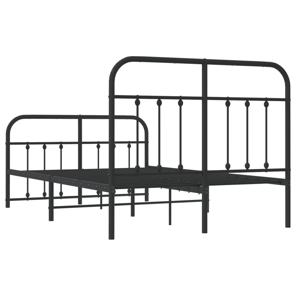 Cadre de lit métal sans matelas avec pied de lit noir 120x190cm - XIOS