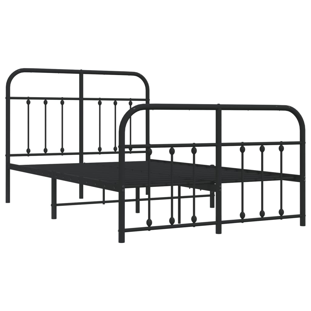 Cadre de lit métal sans matelas avec pied de lit noir 120x200cm - XIOS