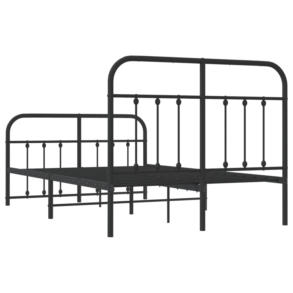 Cadre de lit métal sans matelas avec pied de lit noir 120x200cm - XIOS