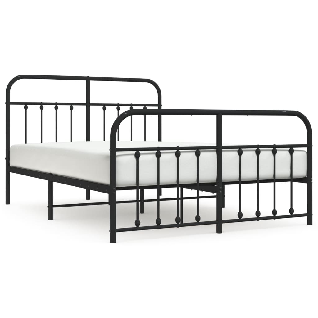 Cadre de lit métal sans matelas avec pied de lit noir 140x200cm - XIOS
