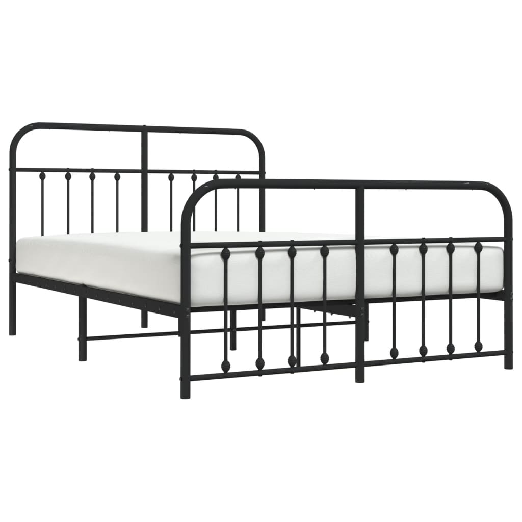 Cadre de lit métal sans matelas avec pied de lit noir 140x200cm - XIOS