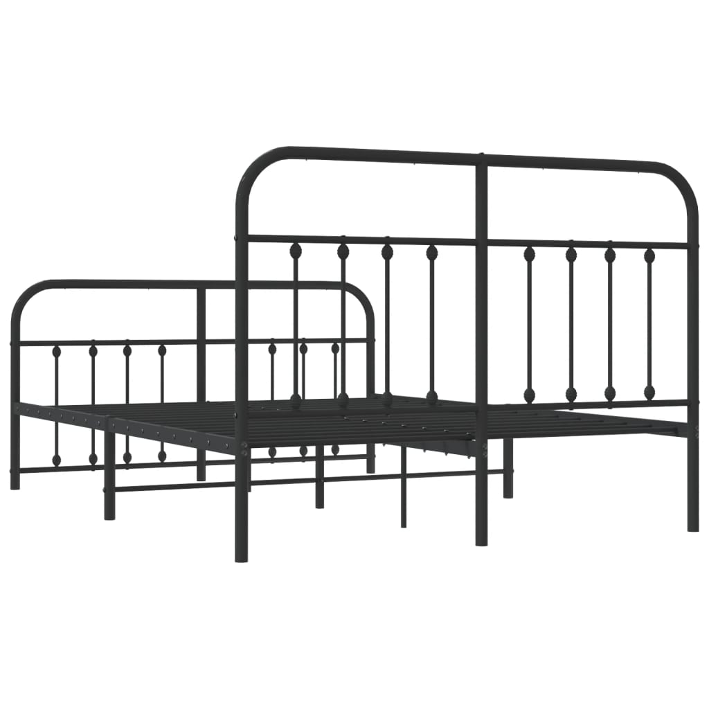 Cadre de lit métal sans matelas avec pied de lit noir 140x200cm - XIOS