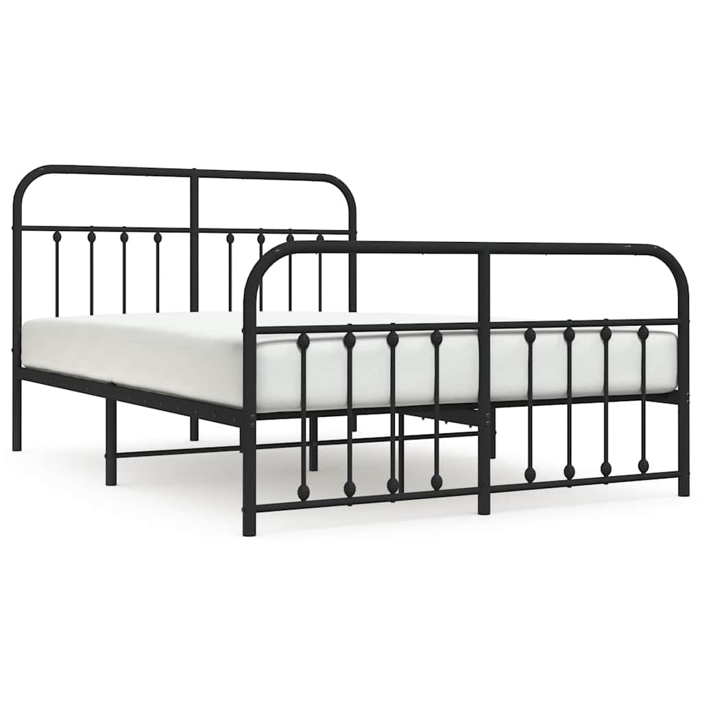 Cadre de lit métal sans matelas avec pied de lit noir 150x200cm