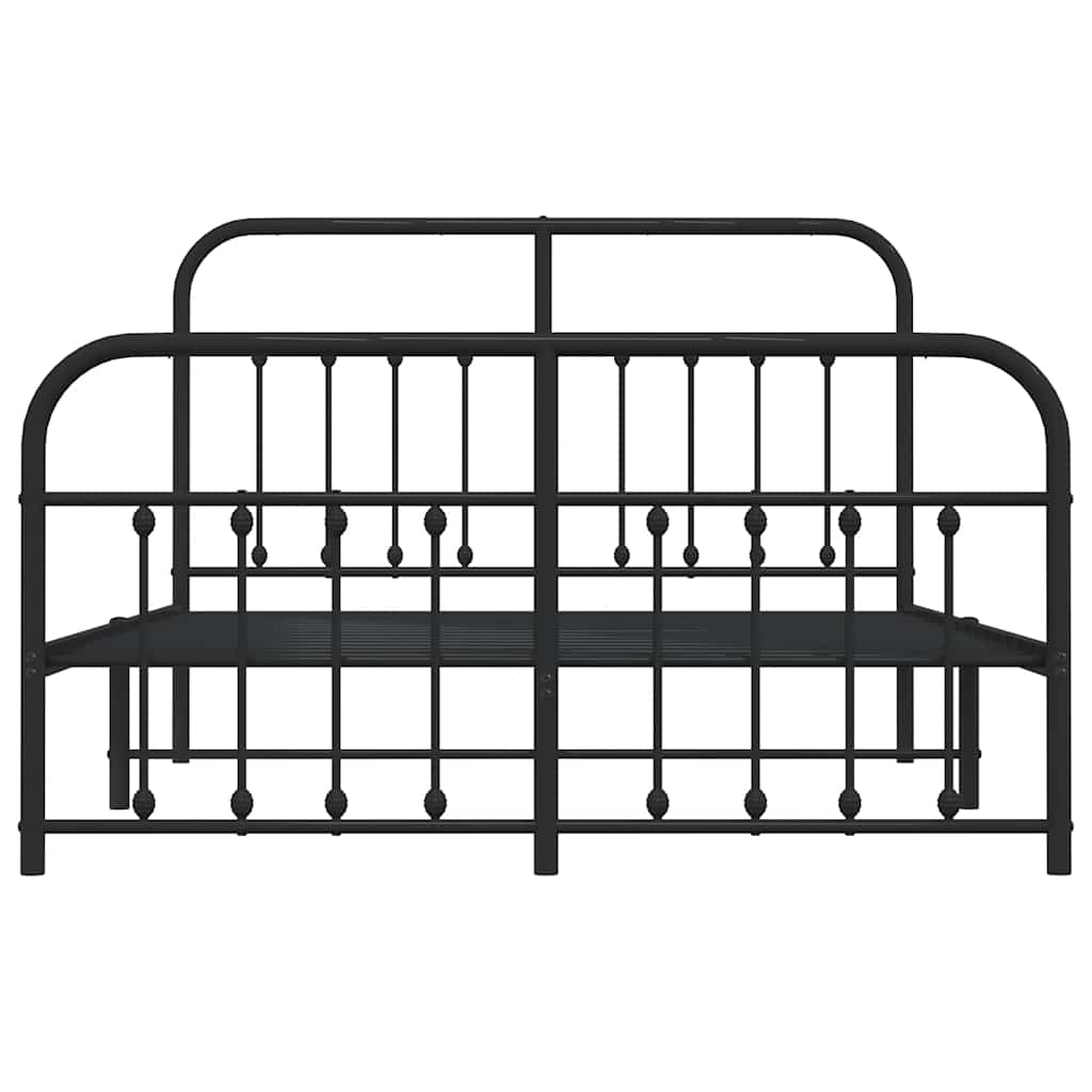Cadre de lit métal sans matelas avec pied de lit noir 150x200cm