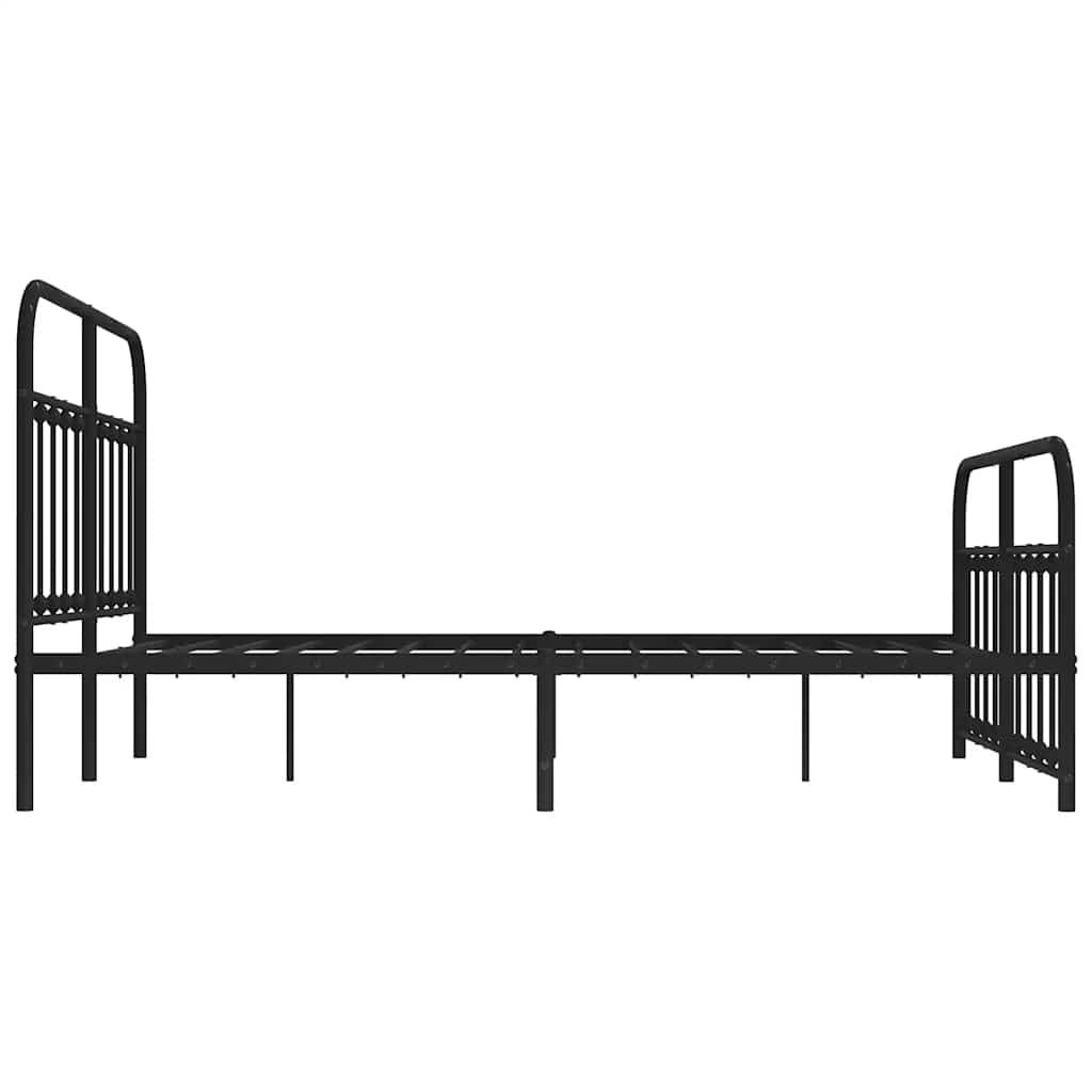 Cadre de lit métal sans matelas avec pied de lit noir 150x200cm