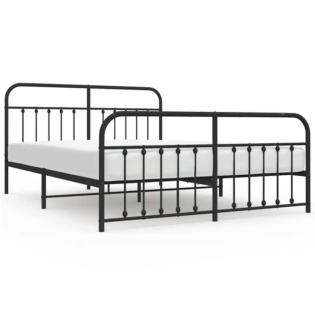 Cadre de lit métal sans matelas avec pied de lit noir 183x213cm - XIOS