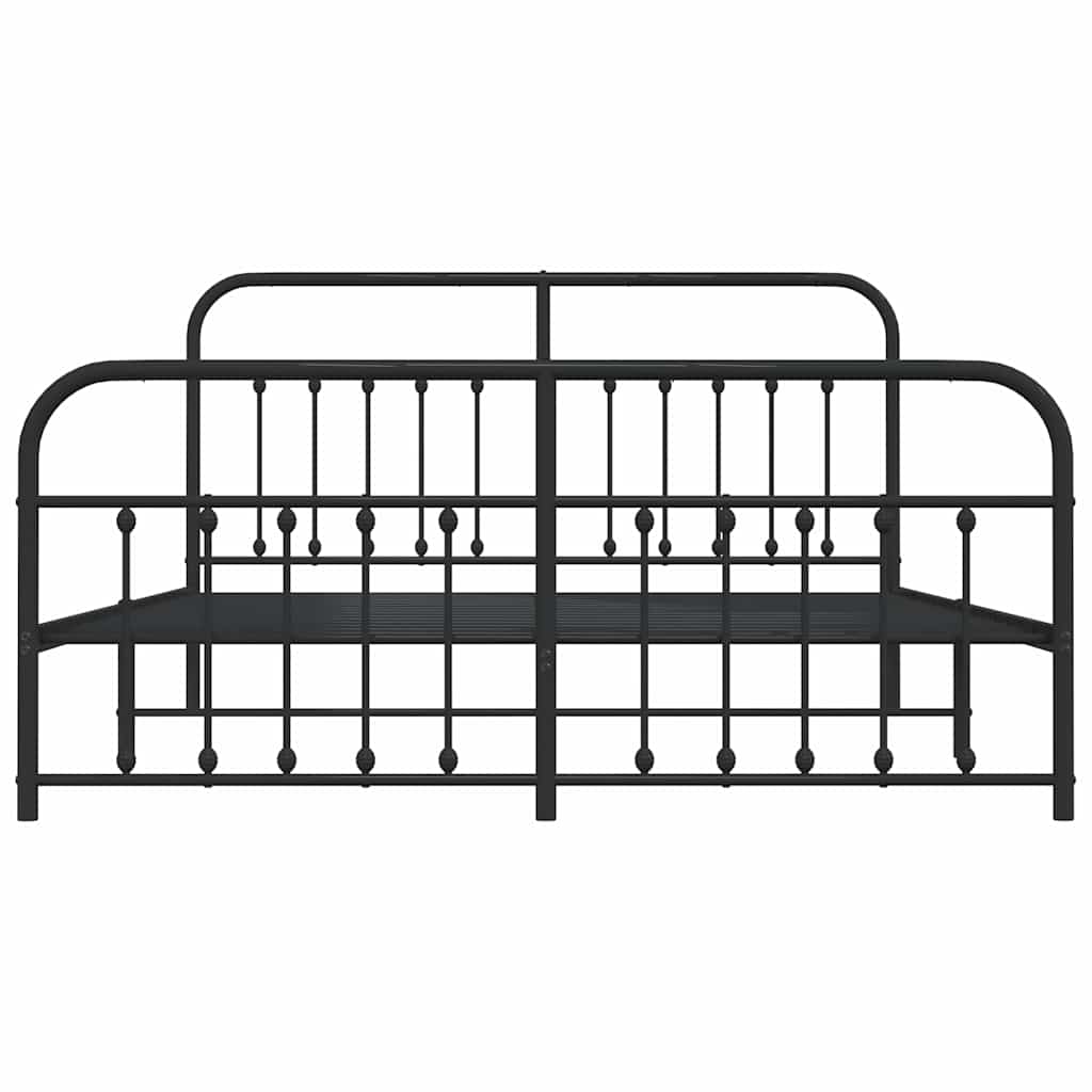 Cadre de lit métal sans matelas avec pied de lit noir 183x213cm - XIOS