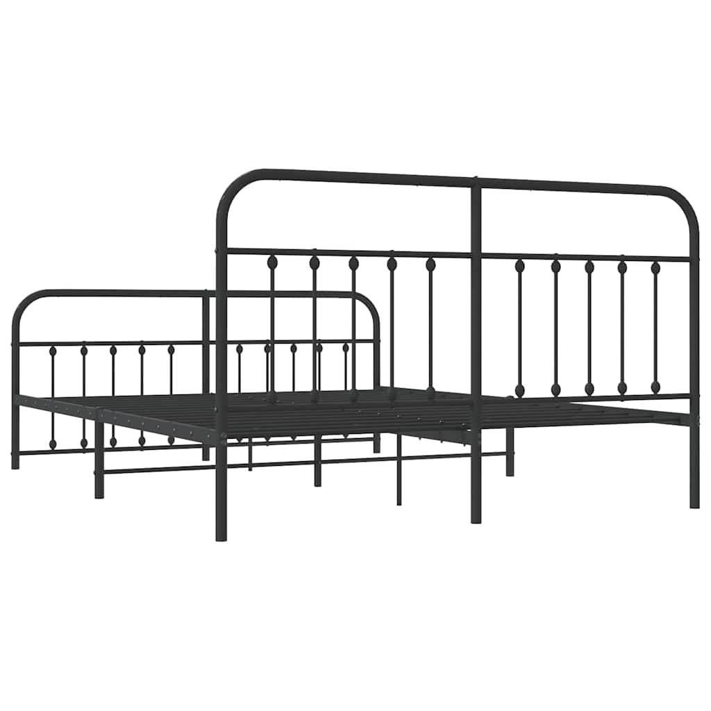 Cadre de lit métal sans matelas avec pied de lit noir 183x213cm - XIOS