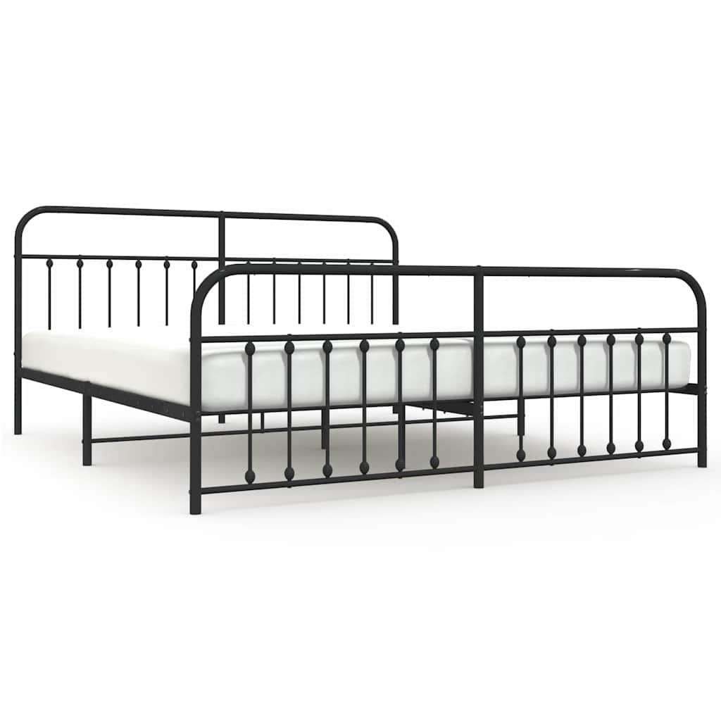 Cadre de lit métal sans matelas avec pied de lit noir 200x200cm - XIOS