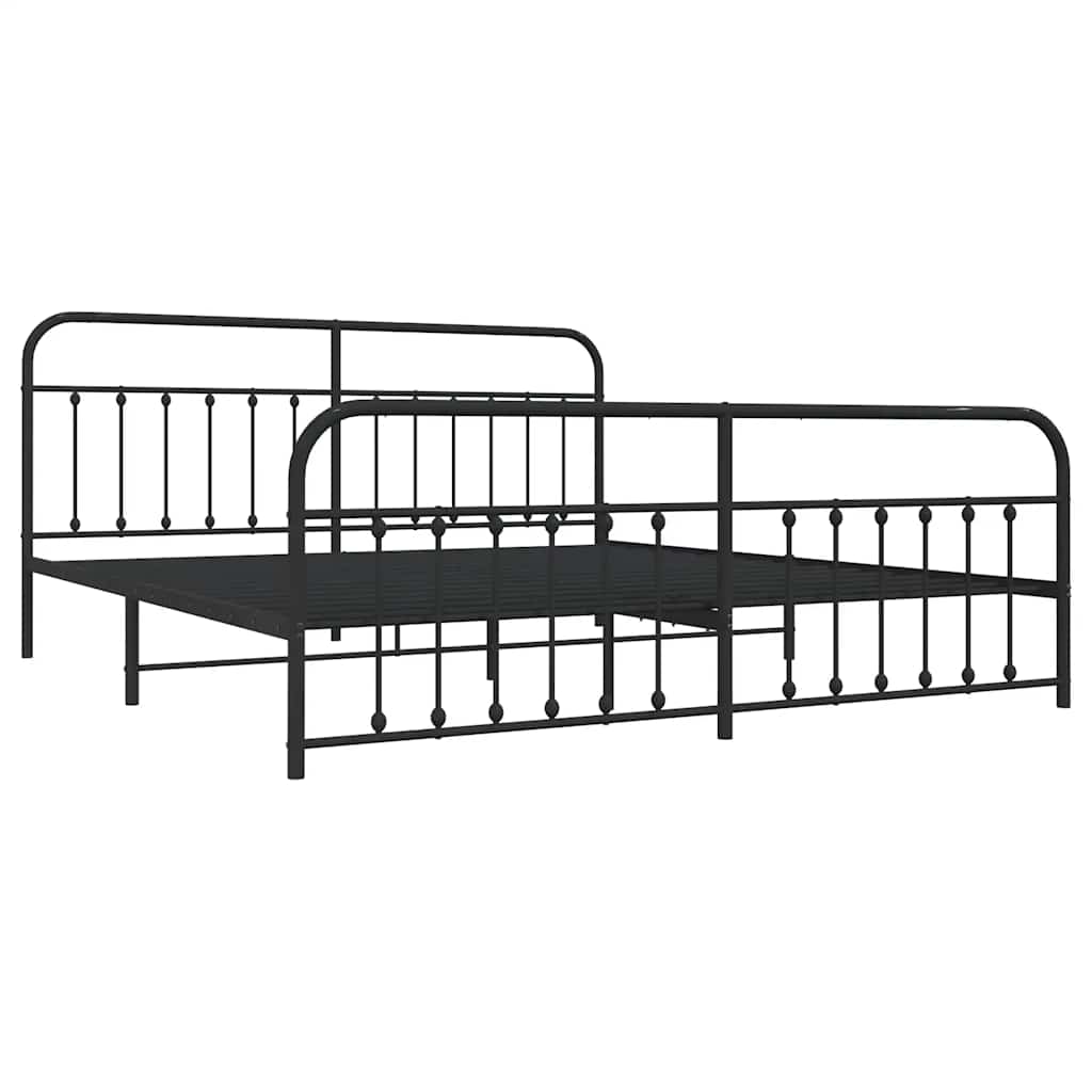 Cadre de lit métal sans matelas avec pied de lit noir 200x200cm - XIOS