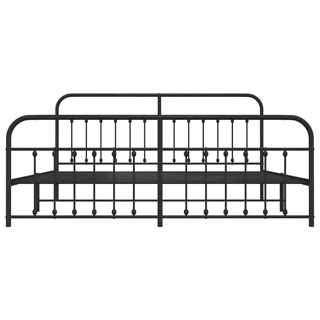Cadre de lit métal sans matelas avec pied de lit noir 200x200cm - XIOS