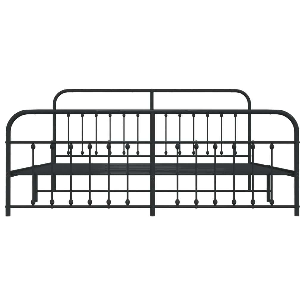 Cadre de lit métal sans matelas avec pied de lit noir 200x200cm - XIOS