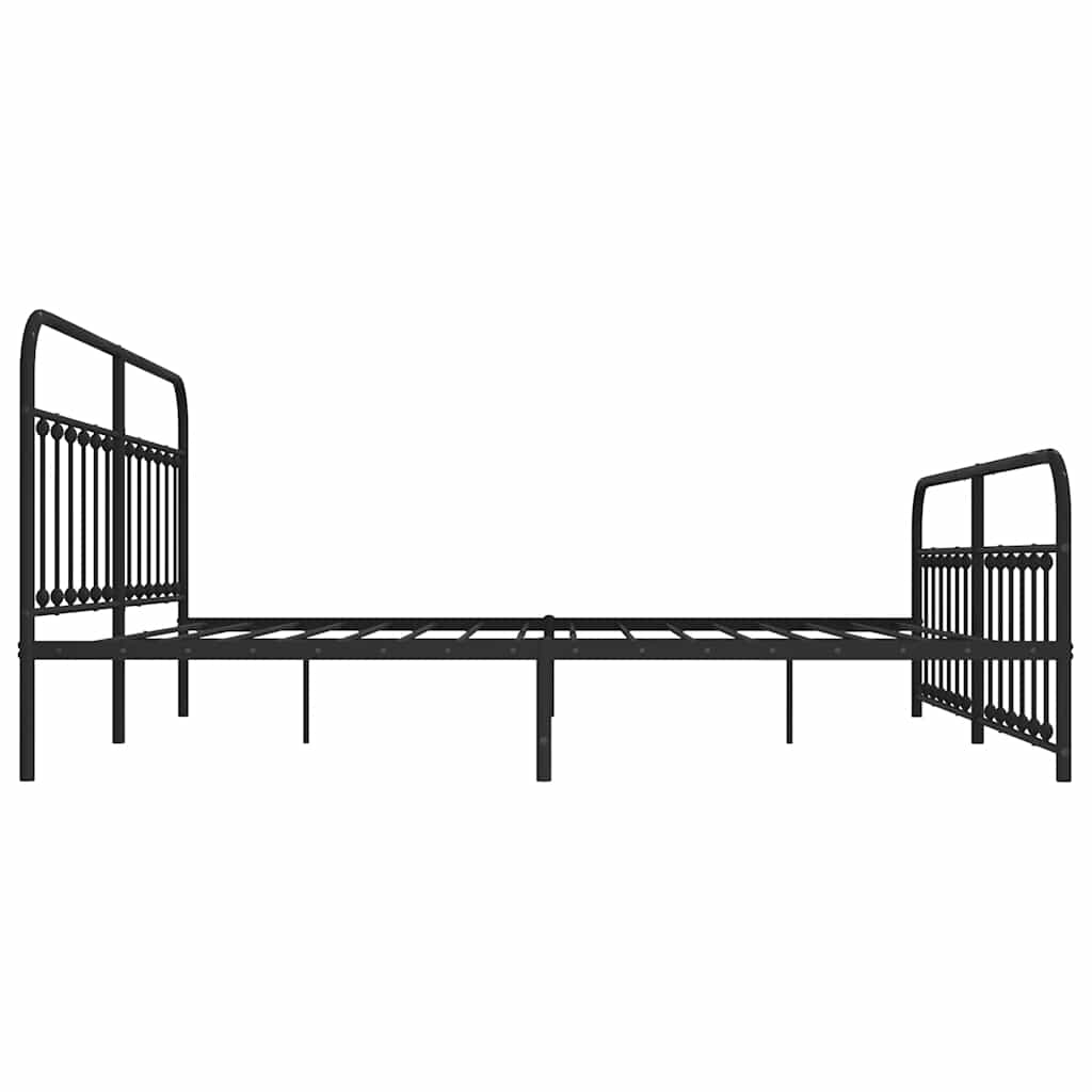 Cadre de lit métal sans matelas avec pied de lit noir 200x200cm - XIOS