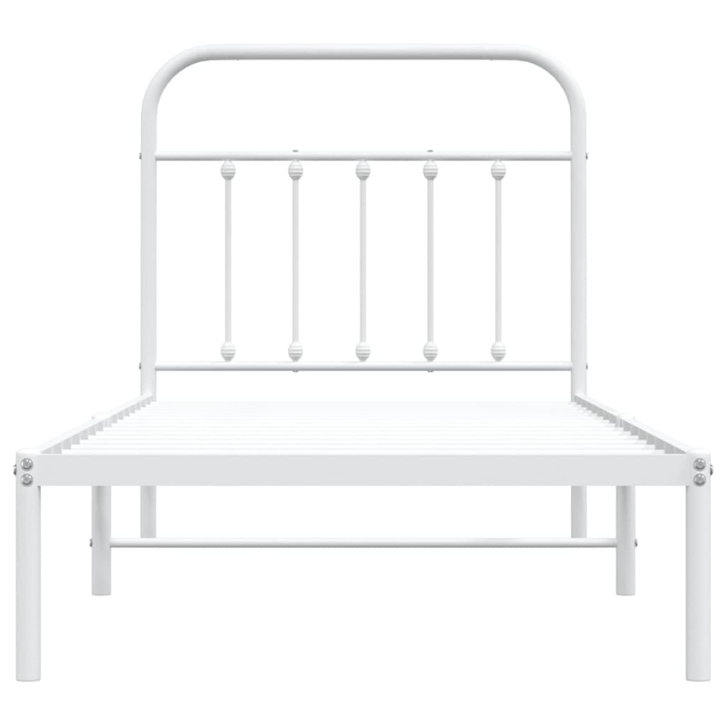 Cadre de lit métal sans matelas avec tête de lit blanc 90x190cm - XIOS