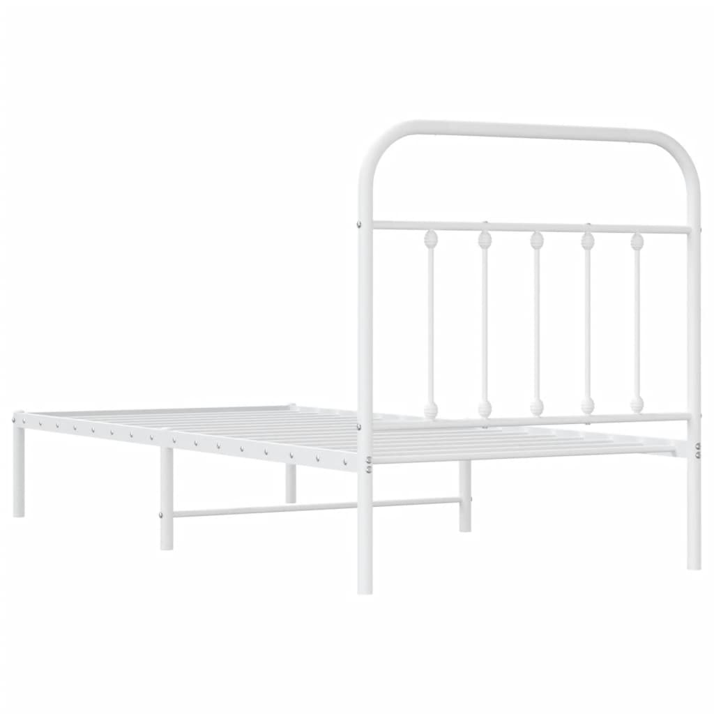 Cadre de lit métal sans matelas avec tête de lit blanc 90x190cm - XIOS