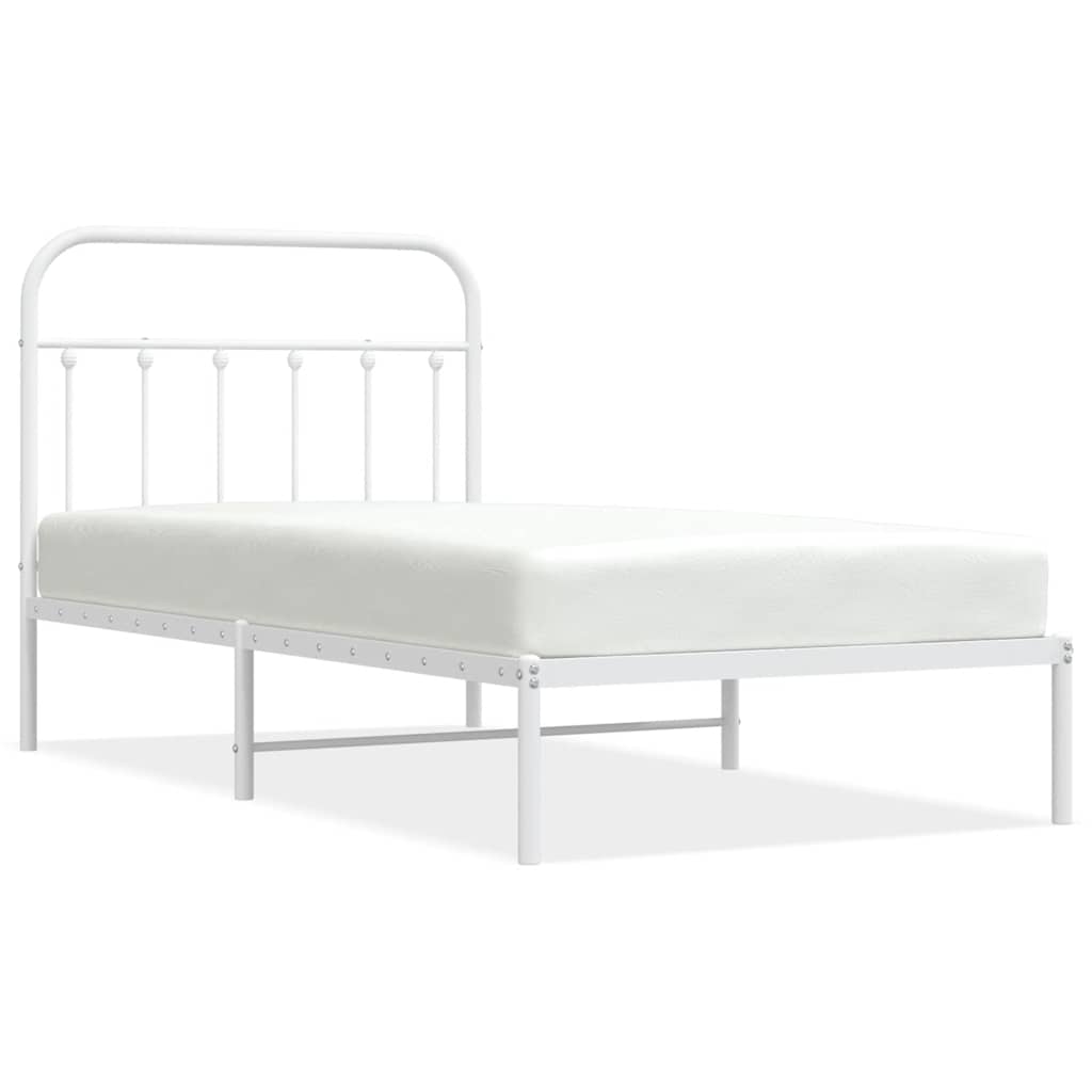 Cadre de lit métal sans matelas et tête de lit blanc 100x190 cm - XIOS