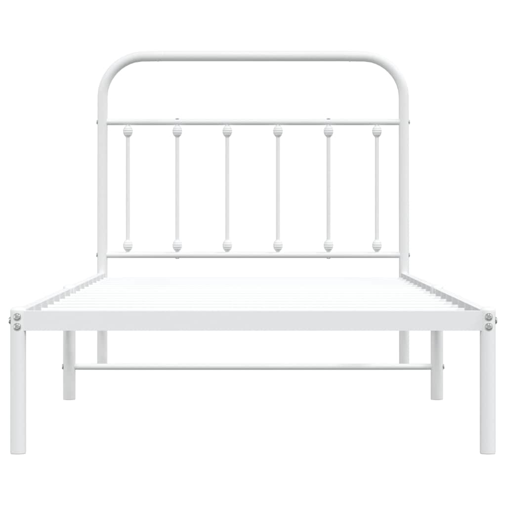 Cadre de lit métal sans matelas et tête de lit blanc 100x190 cm - XIOS