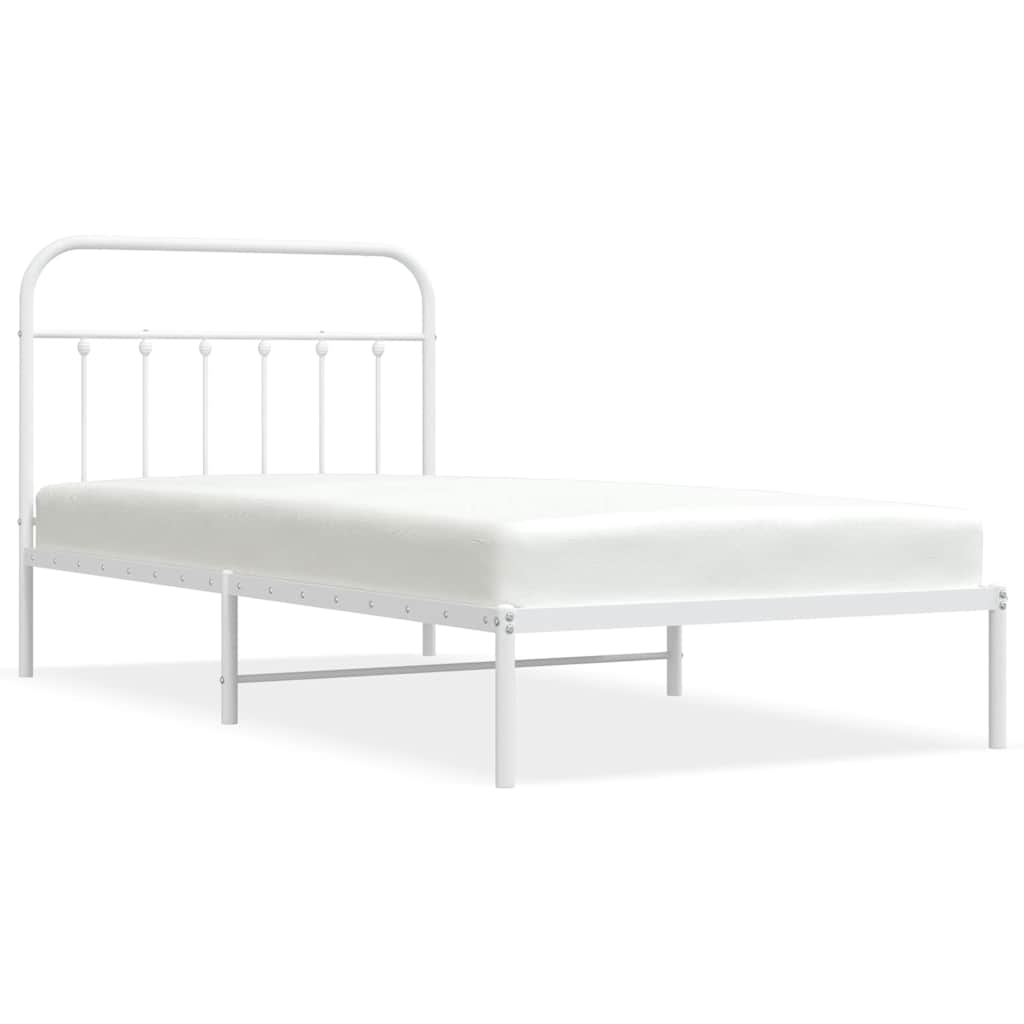 Cadre de lit métal sans matelas et tête de lit blanc 100x200 cm - XIOS