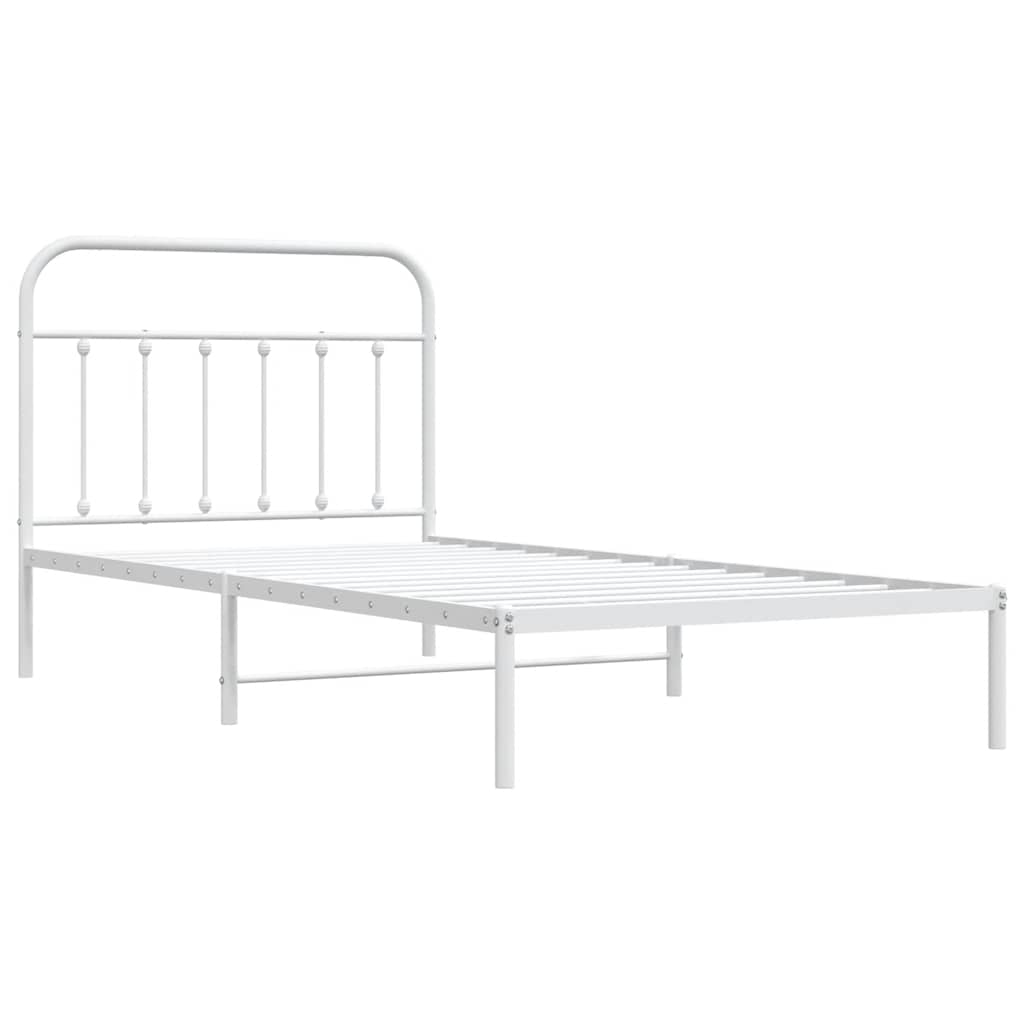 Cadre de lit métal sans matelas et tête de lit blanc 100x200 cm - XIOS