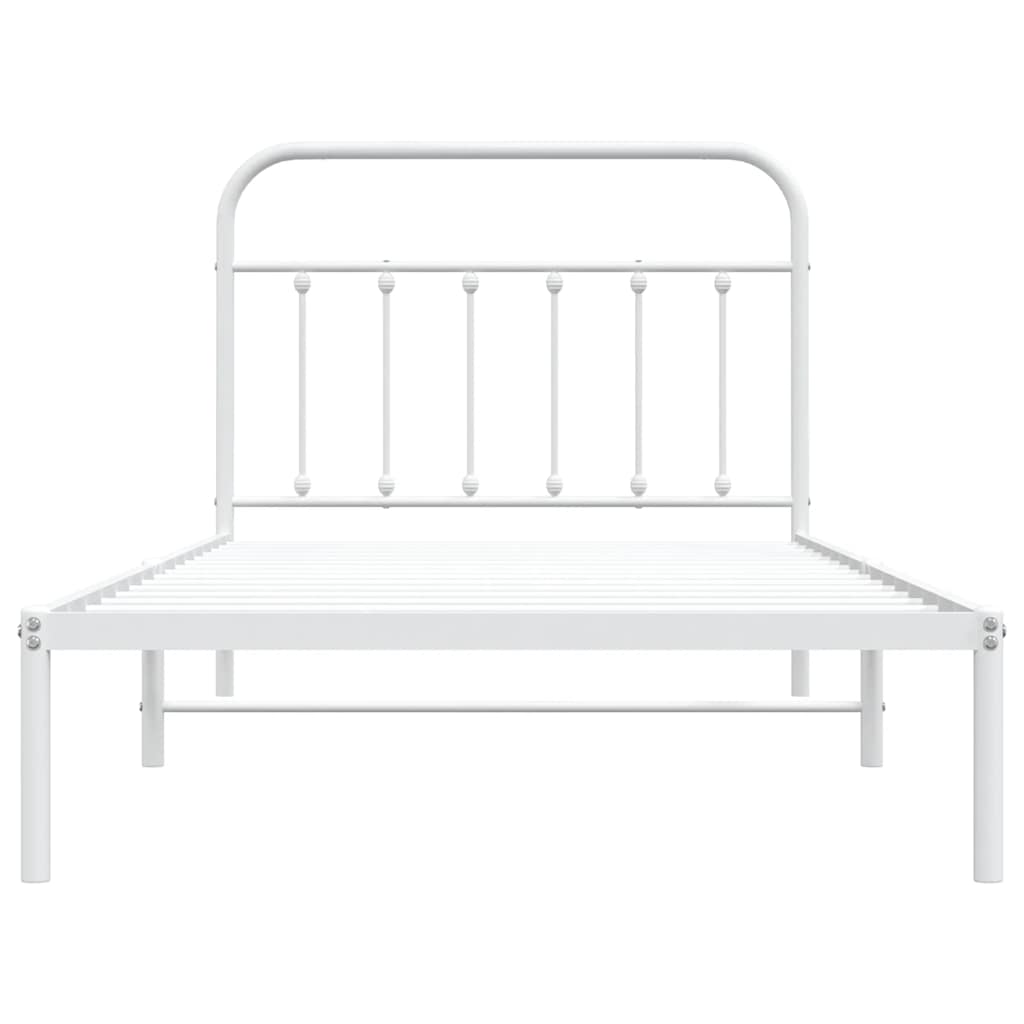 Cadre de lit métal sans matelas et tête de lit blanc 100x200 cm - XIOS