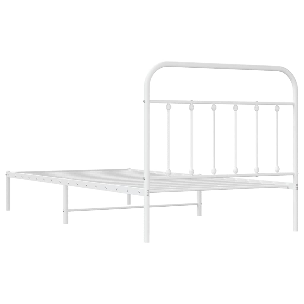 Cadre de lit métal sans matelas et tête de lit blanc 100x200 cm - XIOS