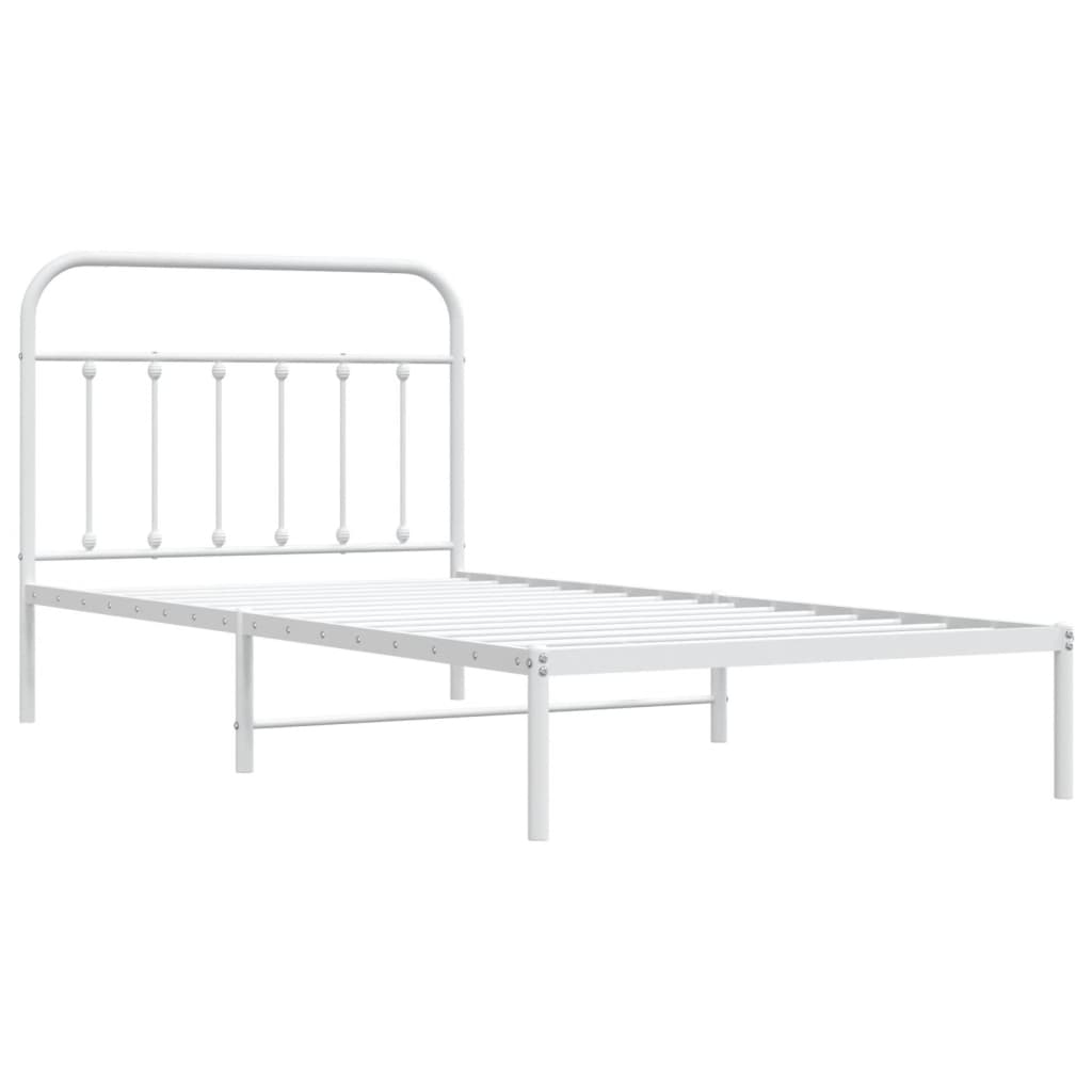 Cadre de lit métal sans matelas et tête de lit blanc 107x203 cm - XIOS