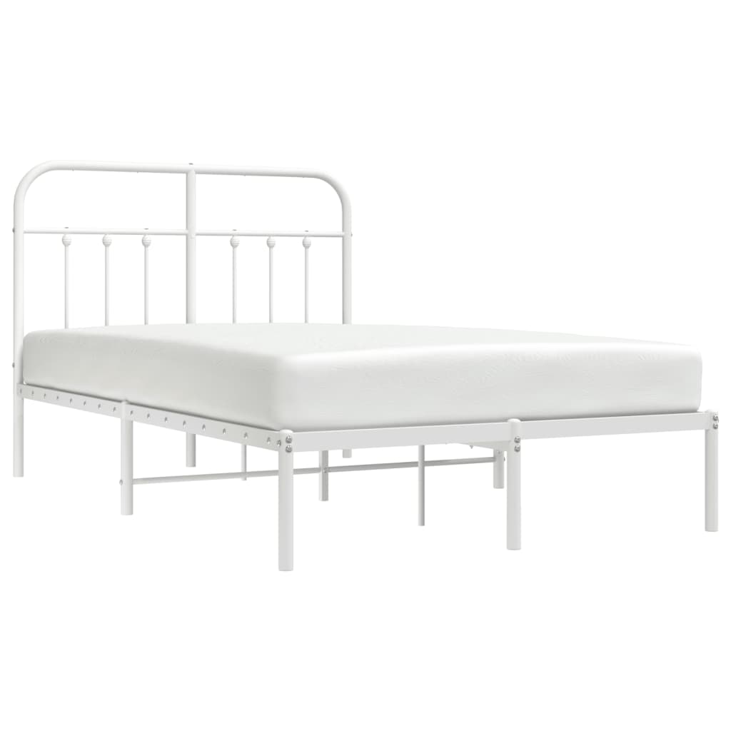 Cadre de lit métal sans matelas et tête de lit blanc 120x200 cm - XIOS