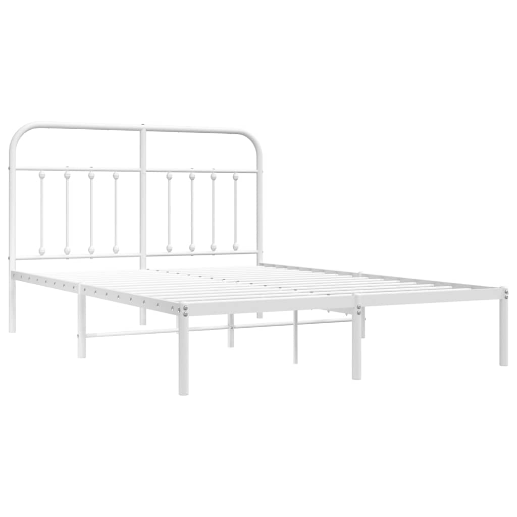 Cadre de lit métal sans matelas et tête de lit blanc 135x190 cm - XIOS