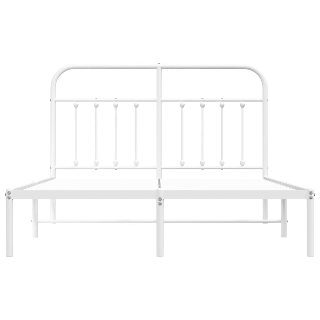 Cadre de lit métal sans matelas et tête de lit blanc 135x190 cm - XIOS