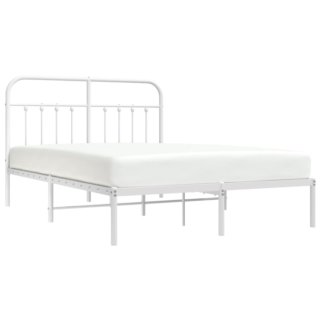 Cadre de lit métal sans matelas et tête de lit blanc 140x190 cm - XIOS
