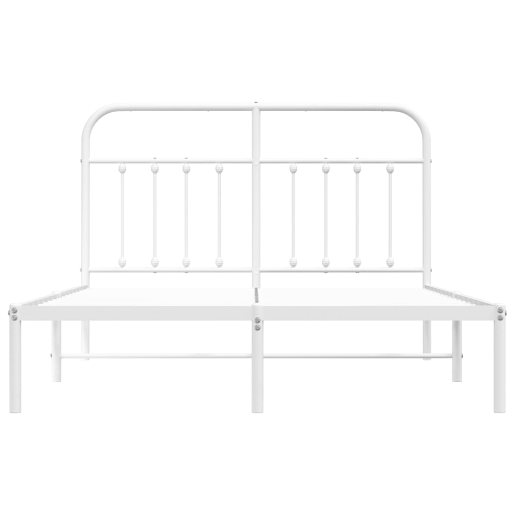 Cadre de lit métal sans matelas et tête de lit blanc 140x200 cm - XIOS