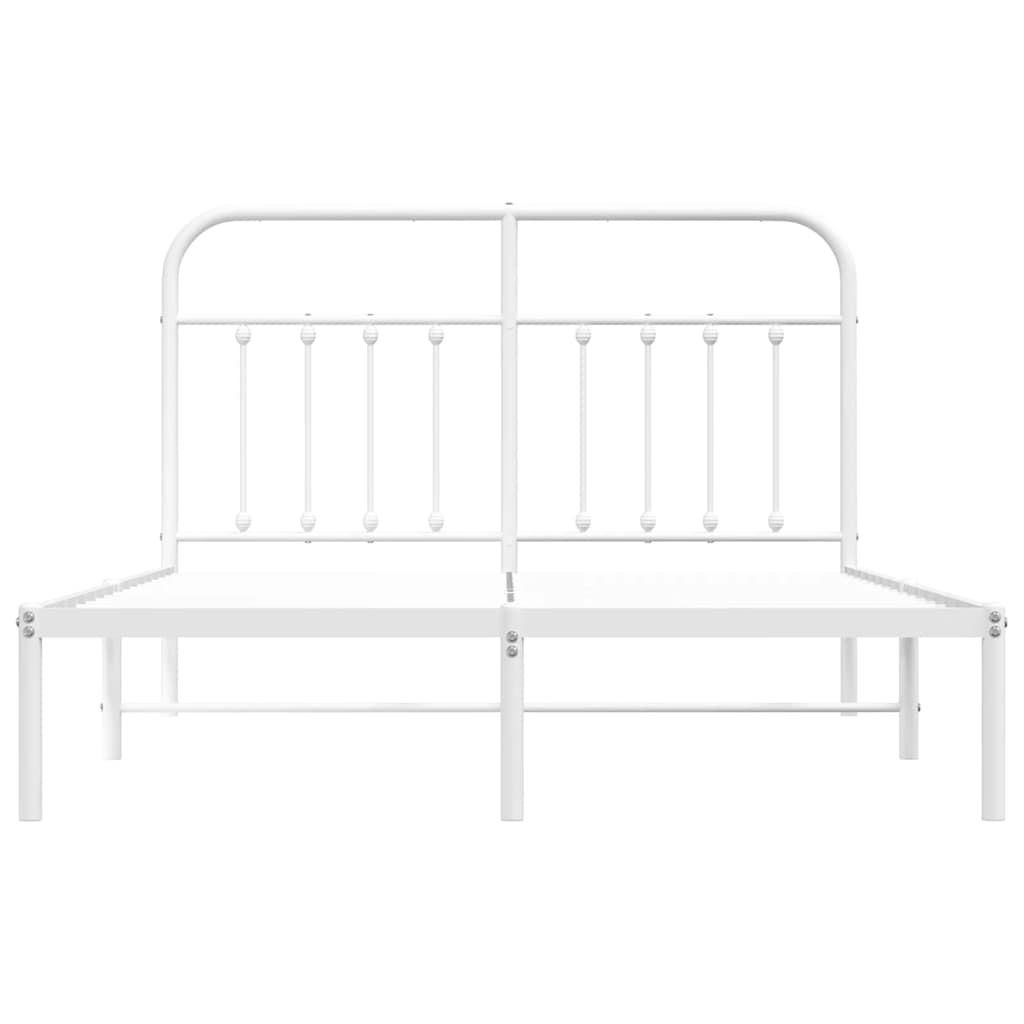 Cadre de lit métal sans matelas et tête de lit blanc 150x200 cm - XIOS