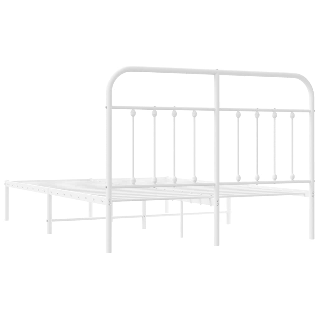 Cadre de lit métal sans matelas et tête de lit blanc 150x200 cm - XIOS