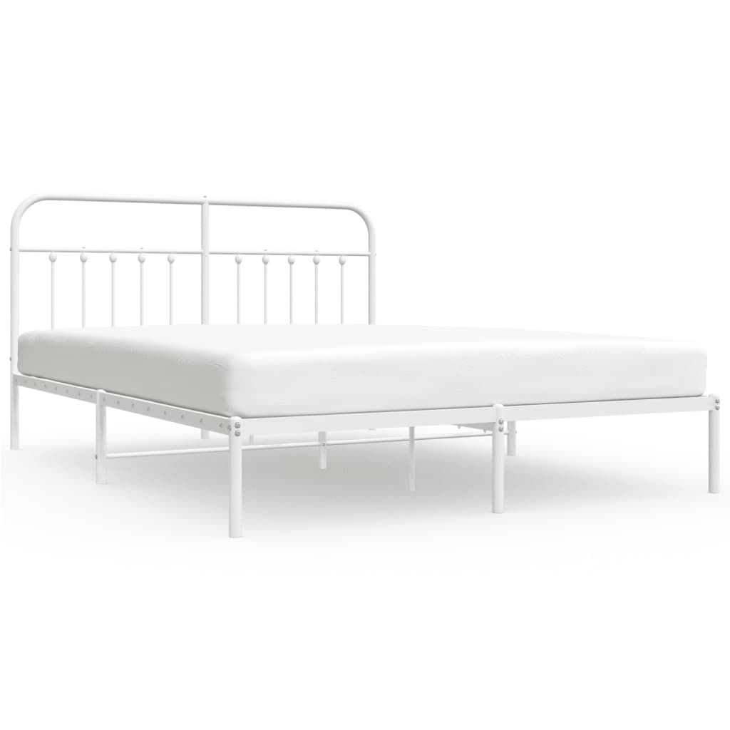 Cadre de lit métal sans matelas et tête de lit blanc 160x200 cm - XIOS