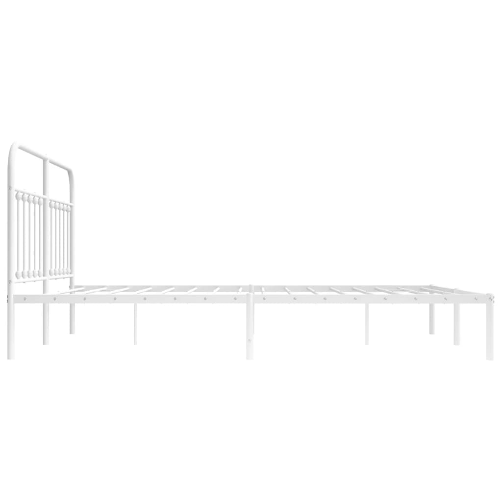 Cadre de lit métal sans matelas et tête de lit blanc 160x200 cm - XIOS