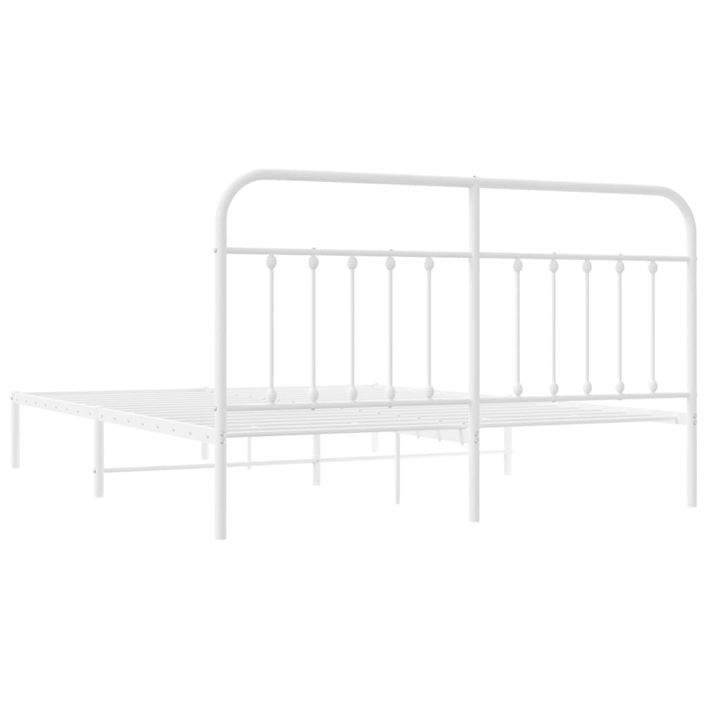 Cadre de lit métal sans matelas et tête de lit blanc 180x200 cm - XIOS