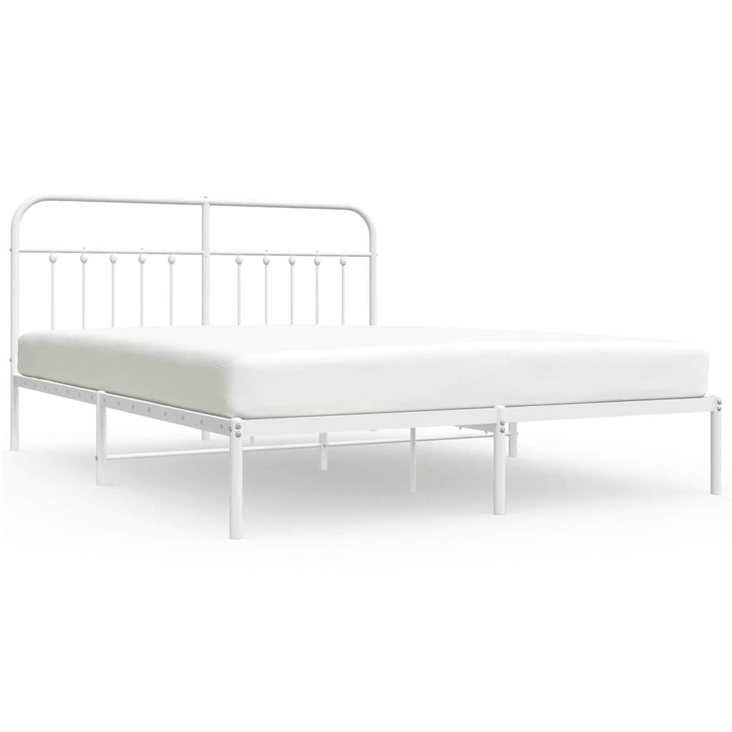 Cadre de lit métal sans matelas et tête de lit blanc 183x213 cm - XIOS