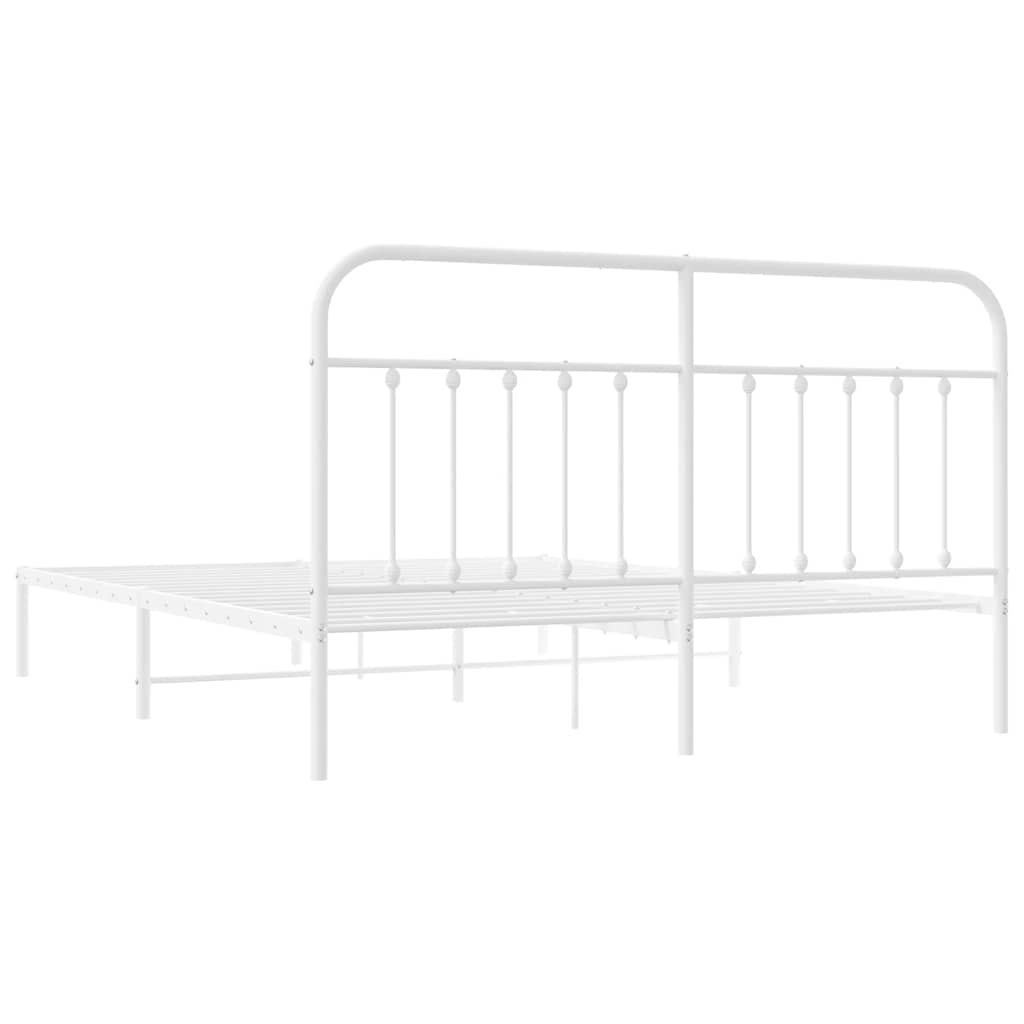 Cadre de lit métal sans matelas et tête de lit blanc 183x213 cm - XIOS