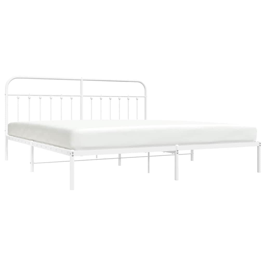 Cadre de lit métal sans matelas et tête de lit blanc 193x203 cm - XIOS