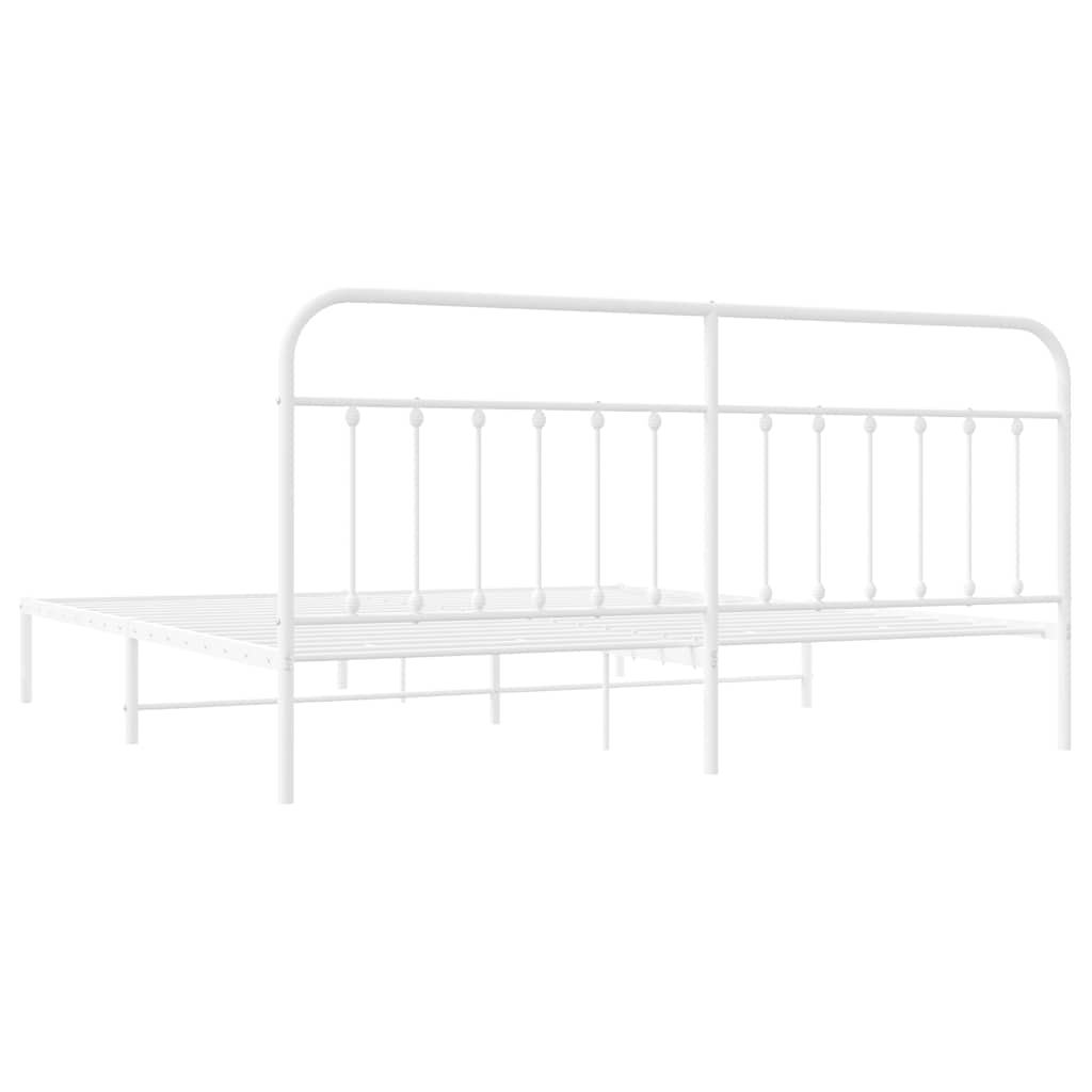Cadre de lit métal sans matelas et tête de lit blanc 193x203 cm - XIOS